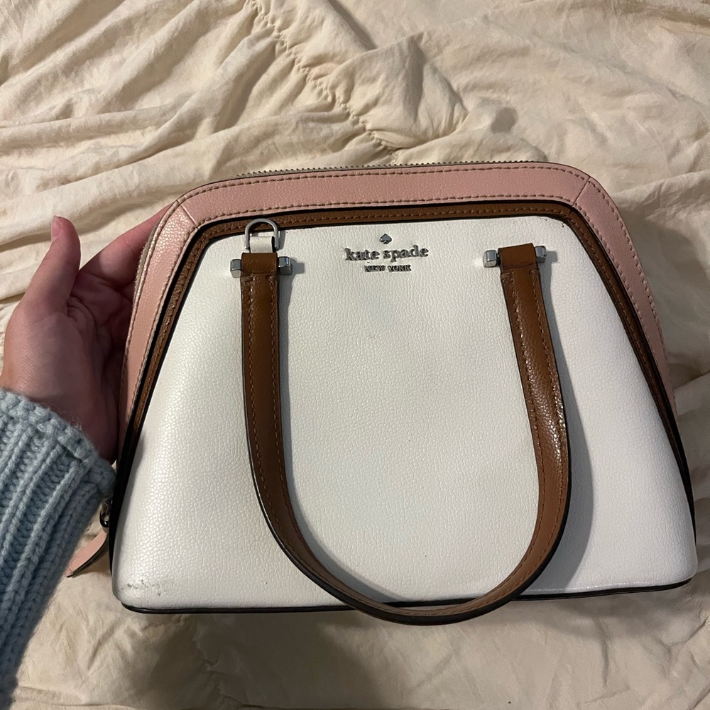 Kate Spade White, Pink, and Brown Purse and wallet combo